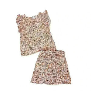 Compania Fantastica Skirt and Top Women's Small Orange Purple Ruffle Cap Sleeve